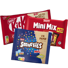 Nestlé mini mix, KitKat, Smarties of Bros mini's